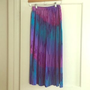 Watercolor Silk Midi Skirt